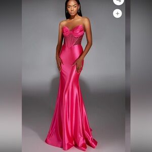 Alyce Paris Barbie Pink Satin Gown size 2 worn once professionally cleaned